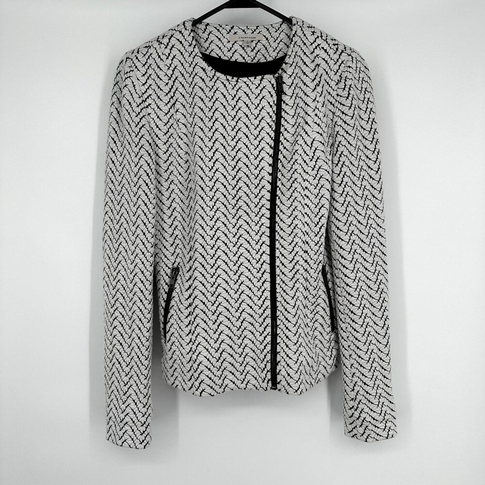 41‎ Hawthorn Jacket Zip Black White Textured Stretch Lined Womens Size Small